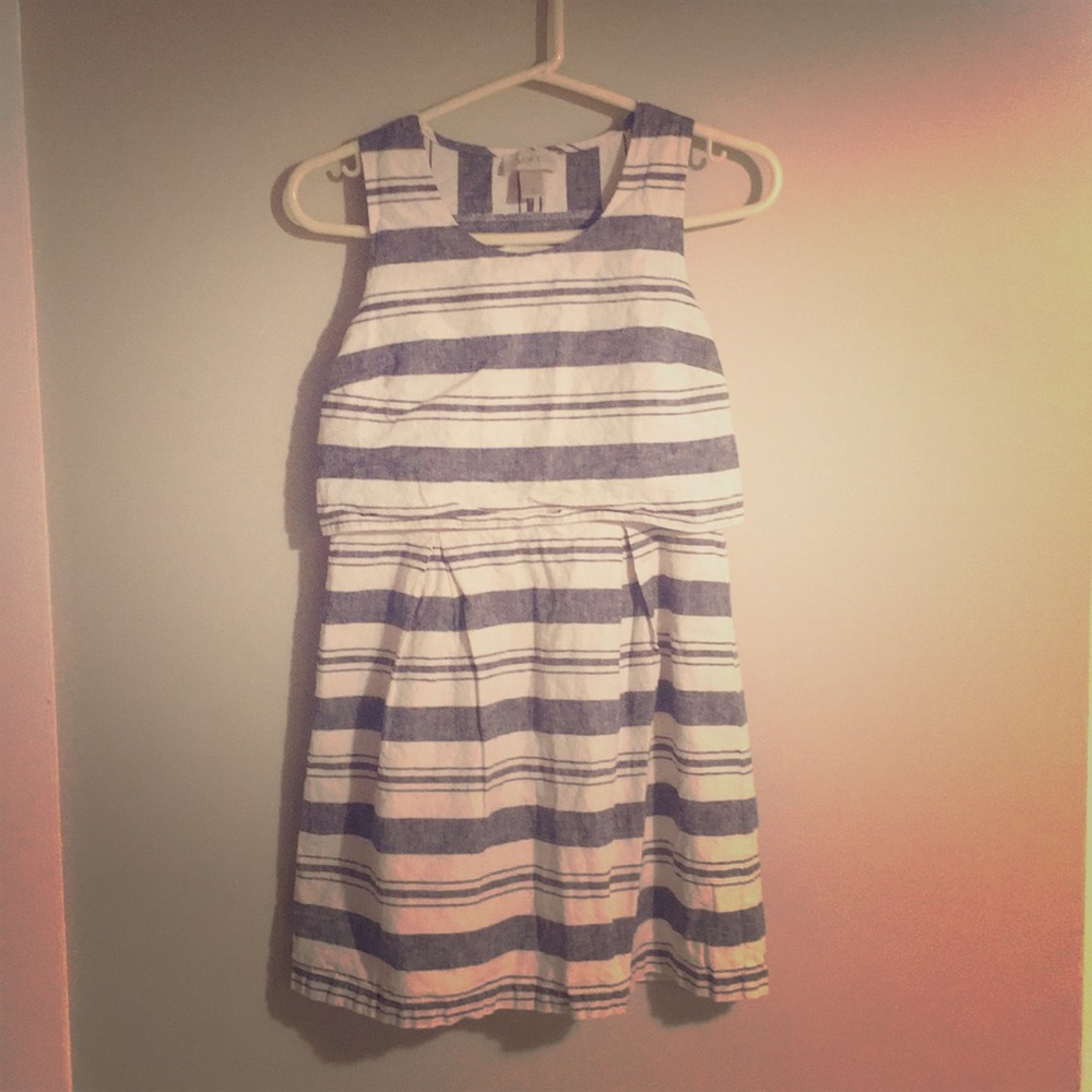 Ann Taylor Loft linen blend striped dress